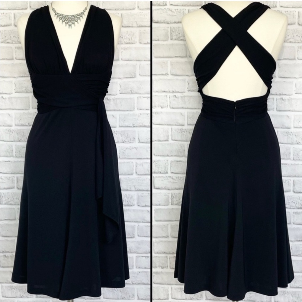 White House Black Market Black Backless V-Neck Dress